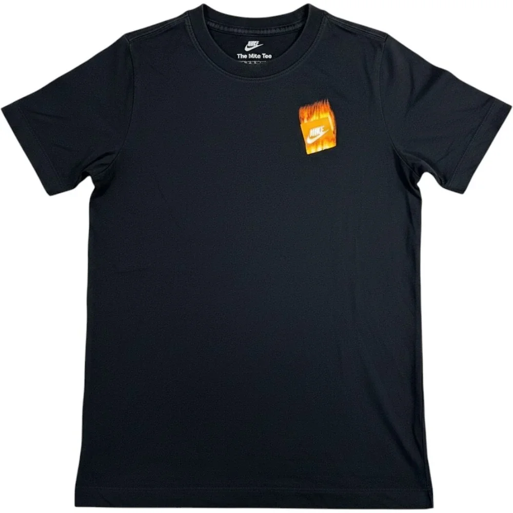 Nike Kids Heat On My‎ Feet Sneaker Flame Graphic T-Shirt Black Large L AF1 Tee